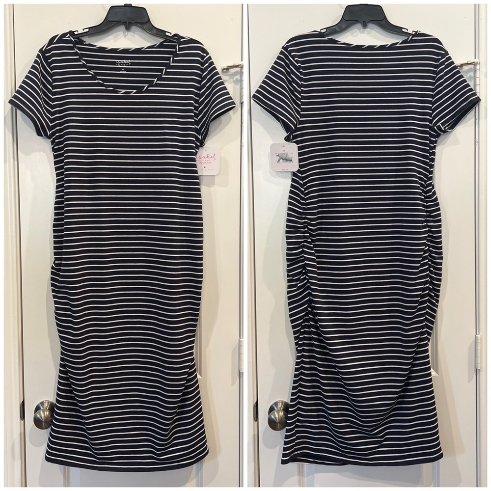 NWT! Isabel maternity by Ingrid & Isabel navy and white striped dress